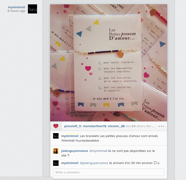 Compte Instagram de la boutique Minimall (E-concept store créateurs)